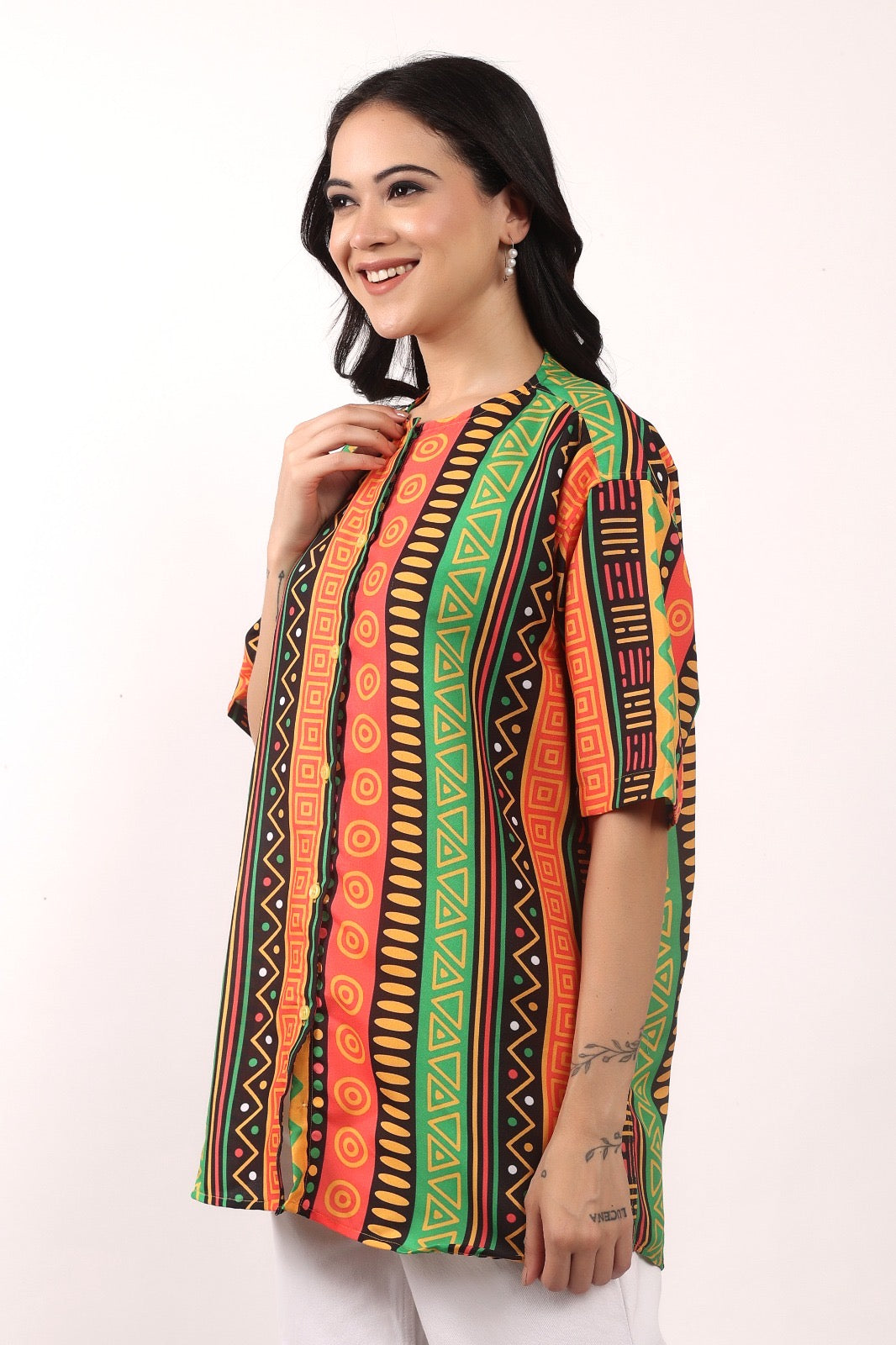 Blusa Afrocaribeña de Dama con botones