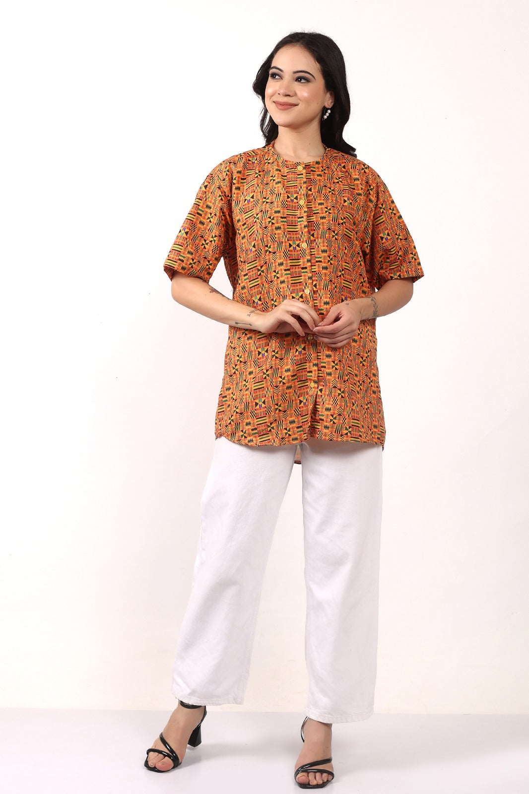 Blusa Afrocaribeña de Dama con botones