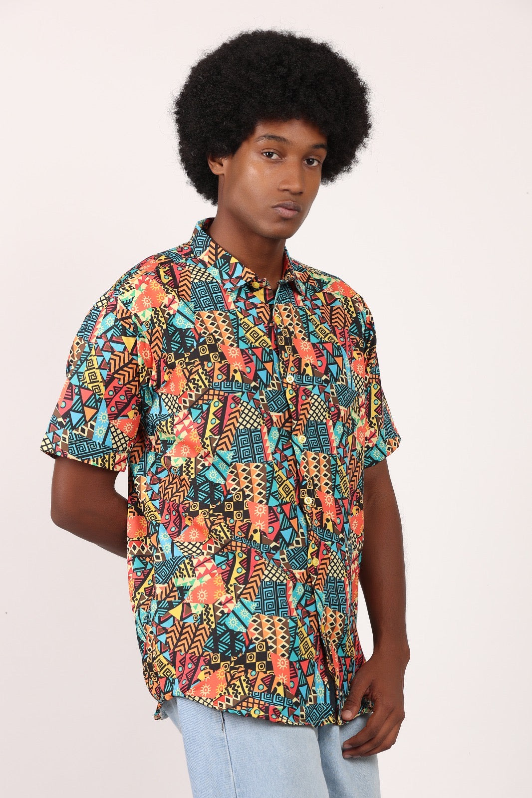 Camisa de Hombre Afrocaribeño de Botones