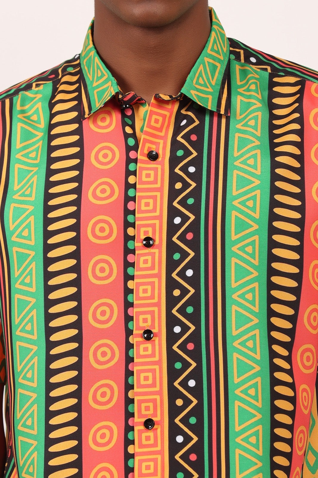 Camisa de Hombre Afrocaribeño de Botones