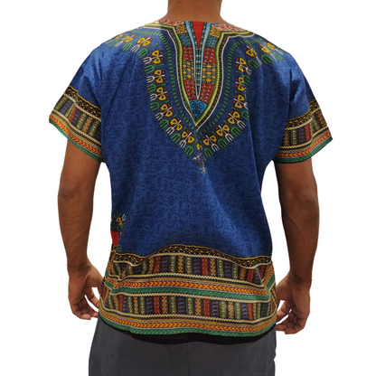 Camisa Juvenil con Estampado Afrocaribeño Azul