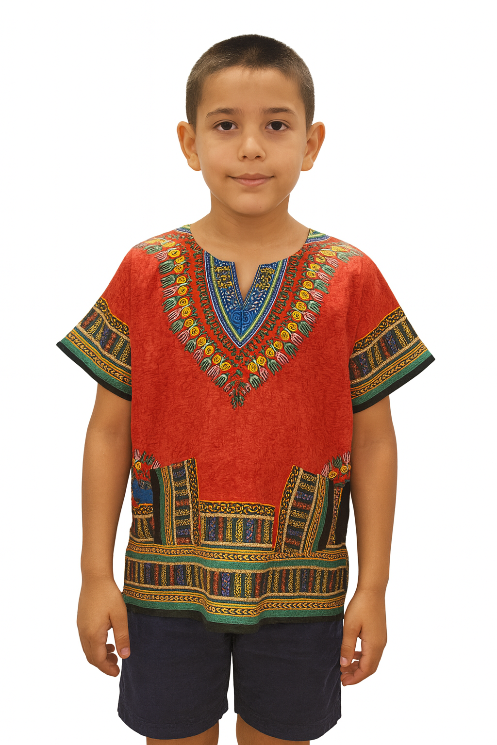 Camisa Juvenil con Estampado Afrocaribeño Rojo