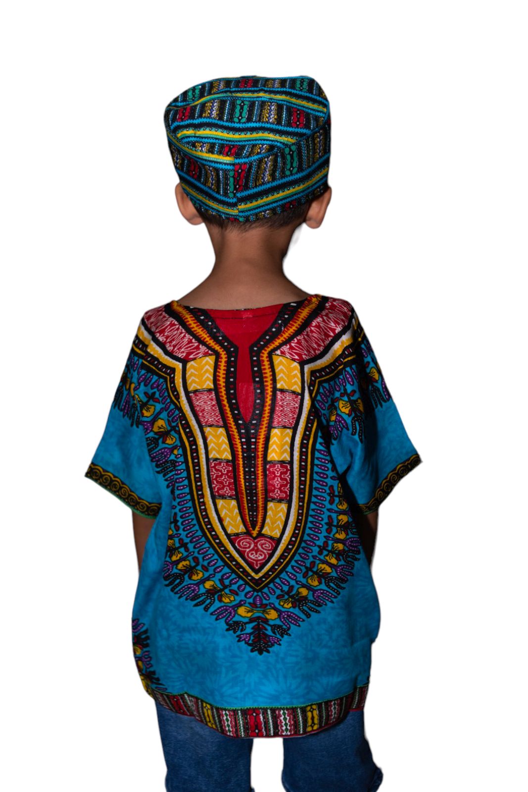 Camisa de Niño con Estampado Afrocaribeño Azul