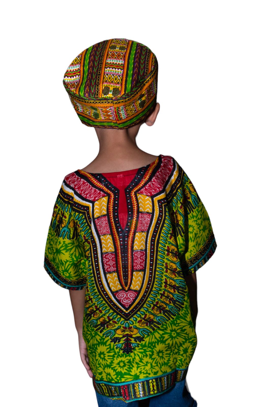 Camisa de Niño con Estampado Afrocaribeño Verde