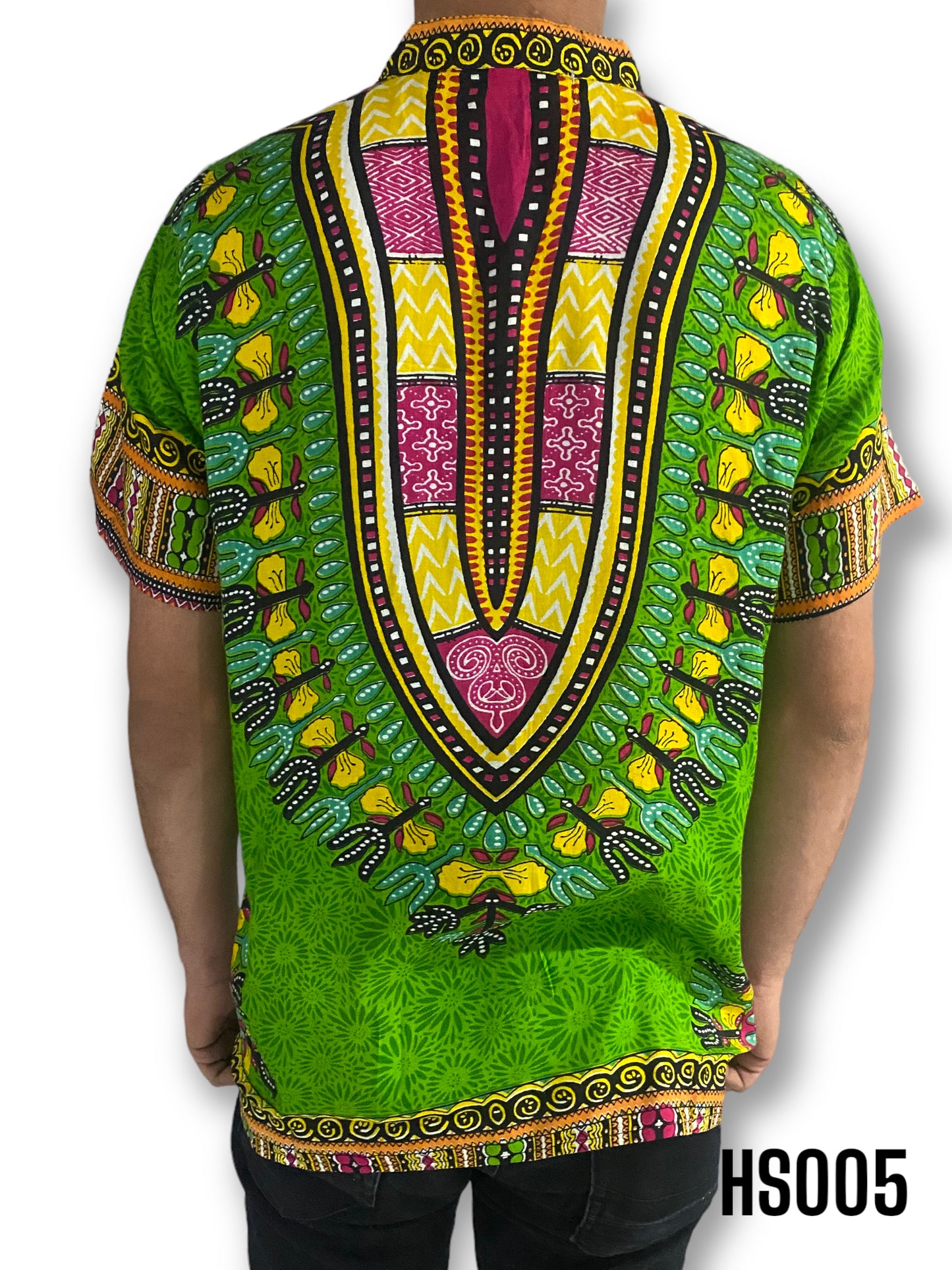 Camisa de Hombre de Botones con Estampado Afrocaribeño Verde