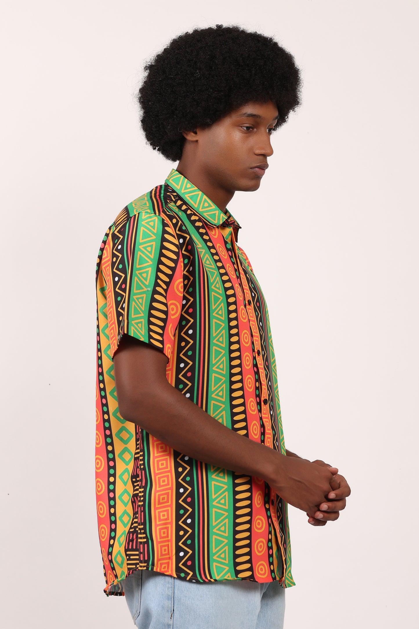 Set Conjunto Traje Afrodescendiente de 2 Piezas para Hombre (Camisa + Short) Afrocaribeño
