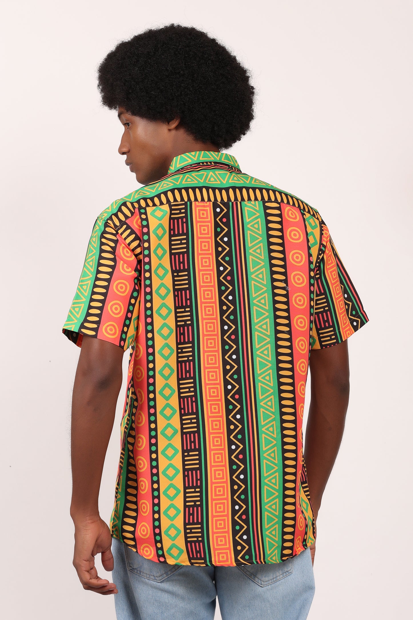 Set Conjunto Traje Afrodescendiente de 2 Piezas para Hombre (Camisa + Short) Afrocaribeño