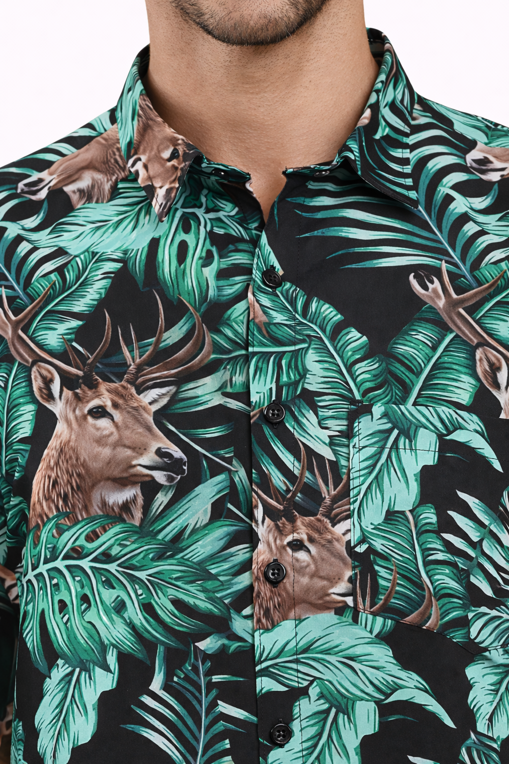Camisa Hawaiana Playera Caribeña de Caballero Estampado Venados