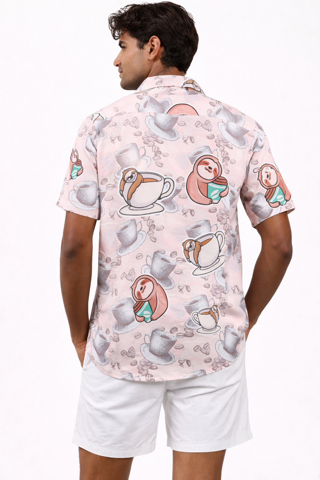 Men's Caribbean Hawaiian Beach Shirt Comic Bear Print