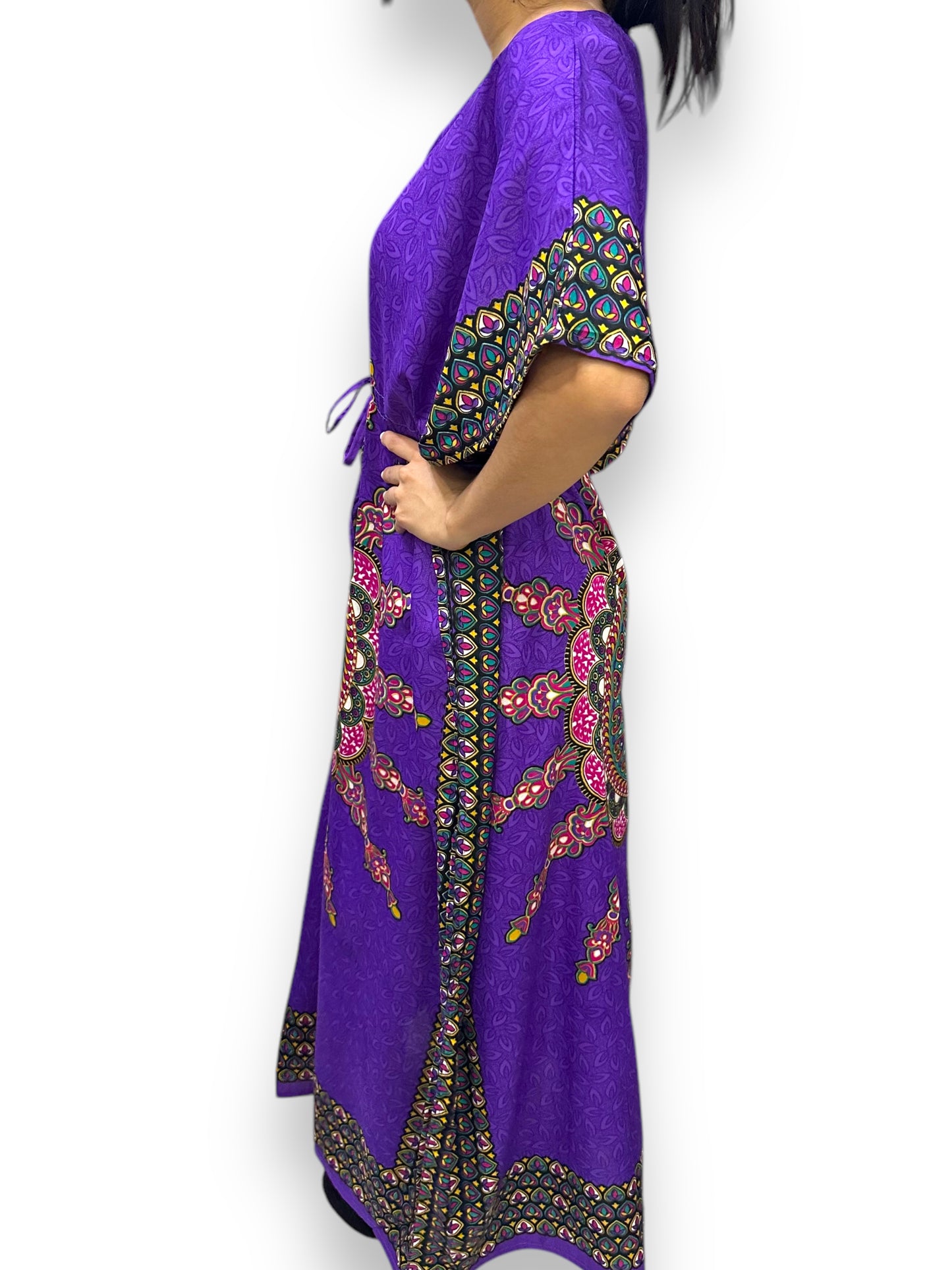 Vestido Largo Estampado Afrocaribeño Morado
