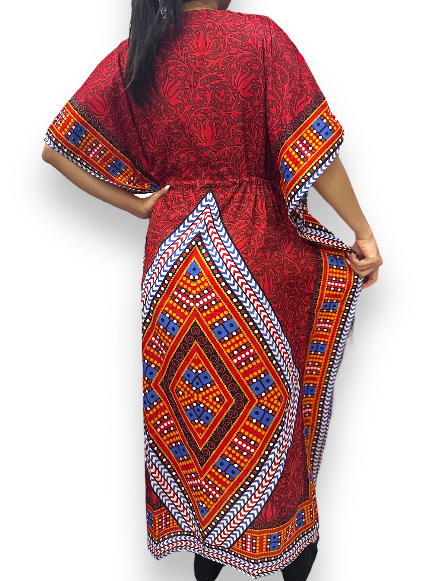 Vestido Largo Estampado Afrocaribeño Rojo