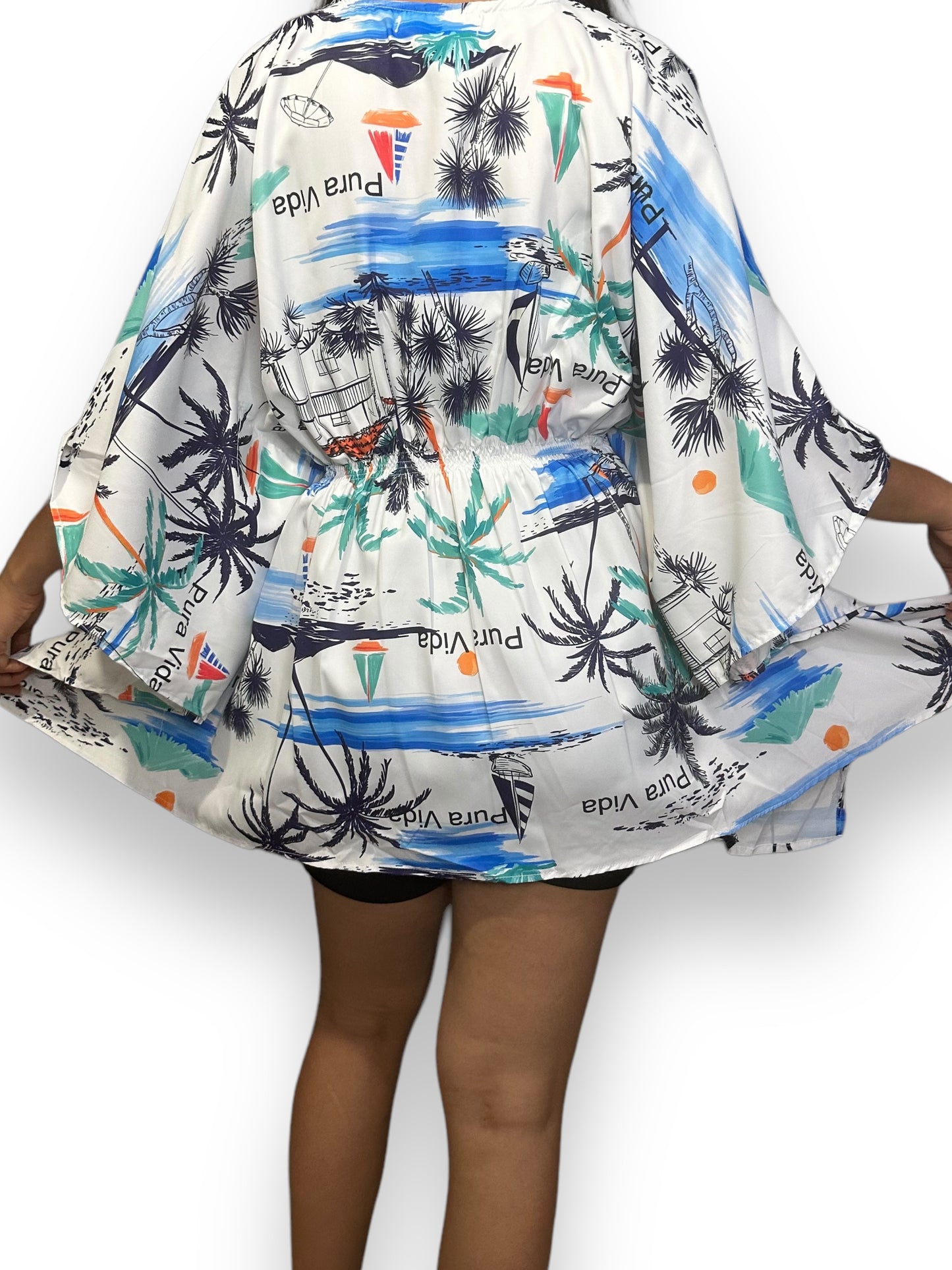 Vestido Hawaiano Corto de Dama Estampado Playero Pura Vida