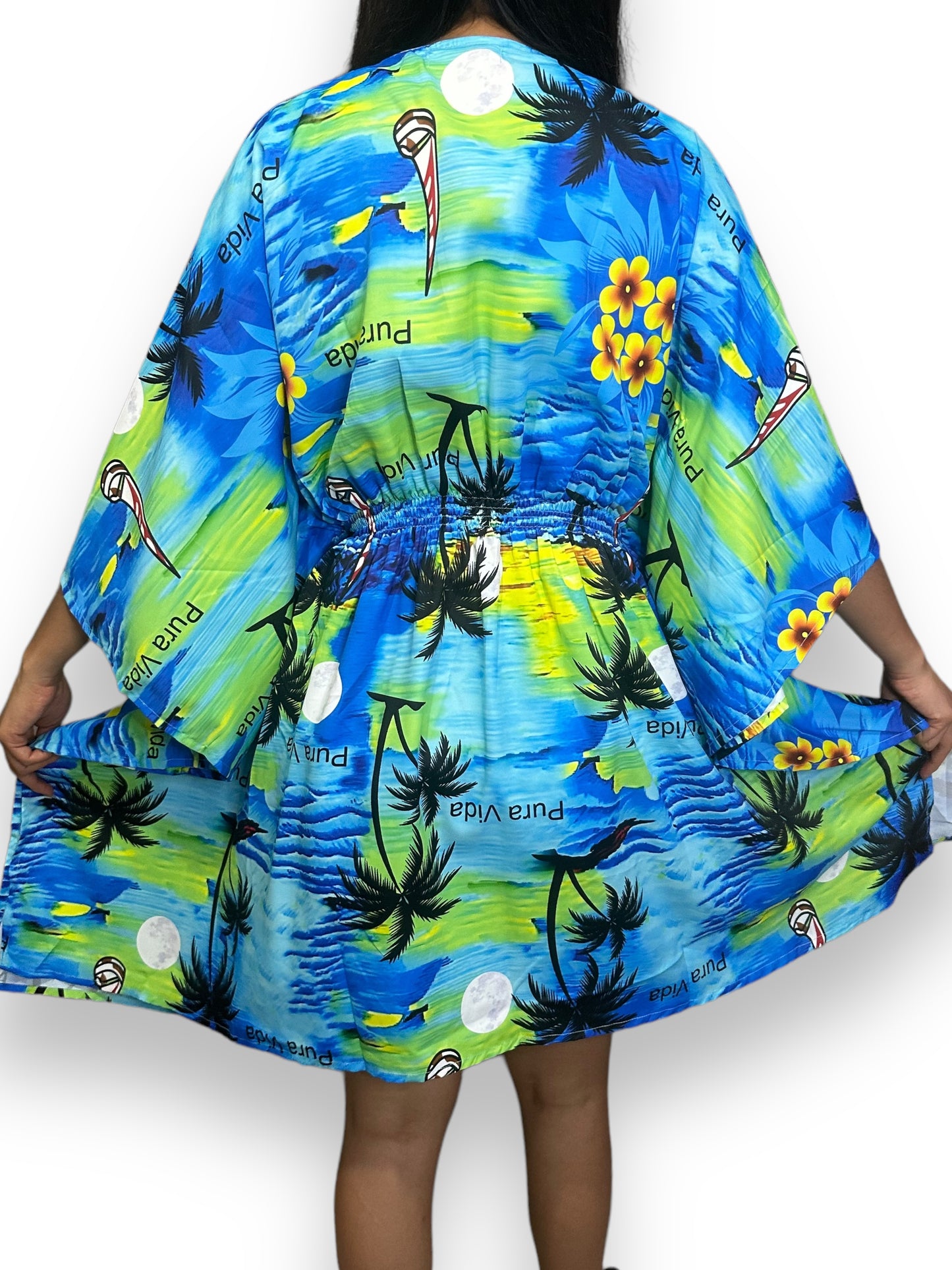 Vestido Hawaiano de Dama Estampado Playero Pura Vida