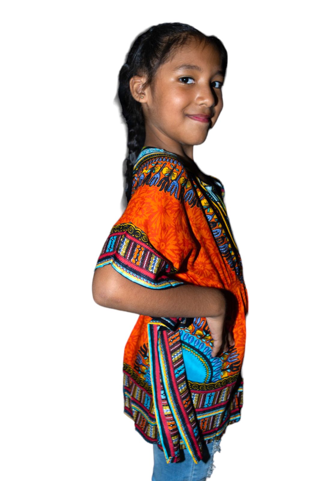 Manta de Niña con Estampado Afrocaribeño Naranja
