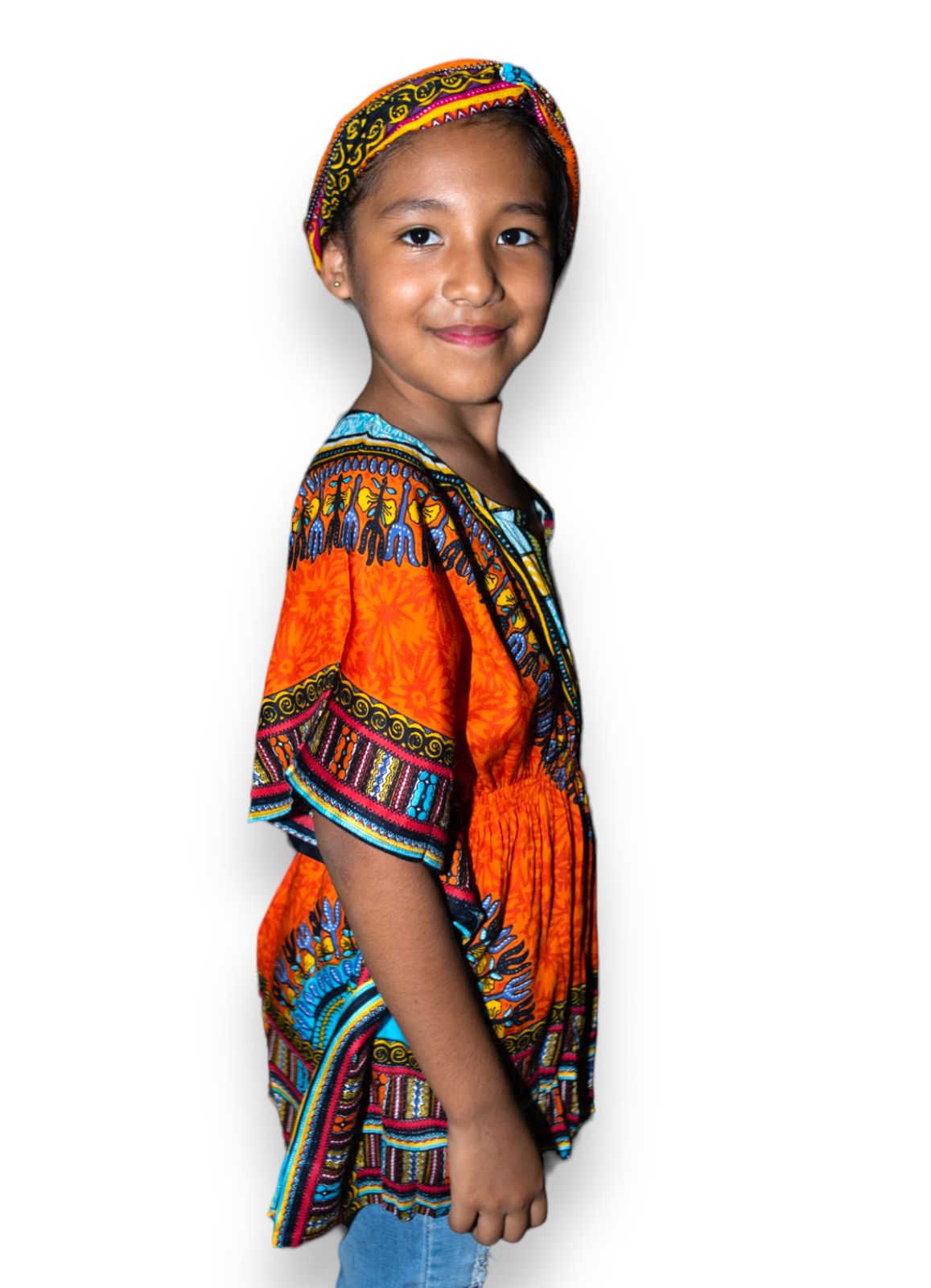 Manta de Niña con Estampado Afrocaribeño Naranja