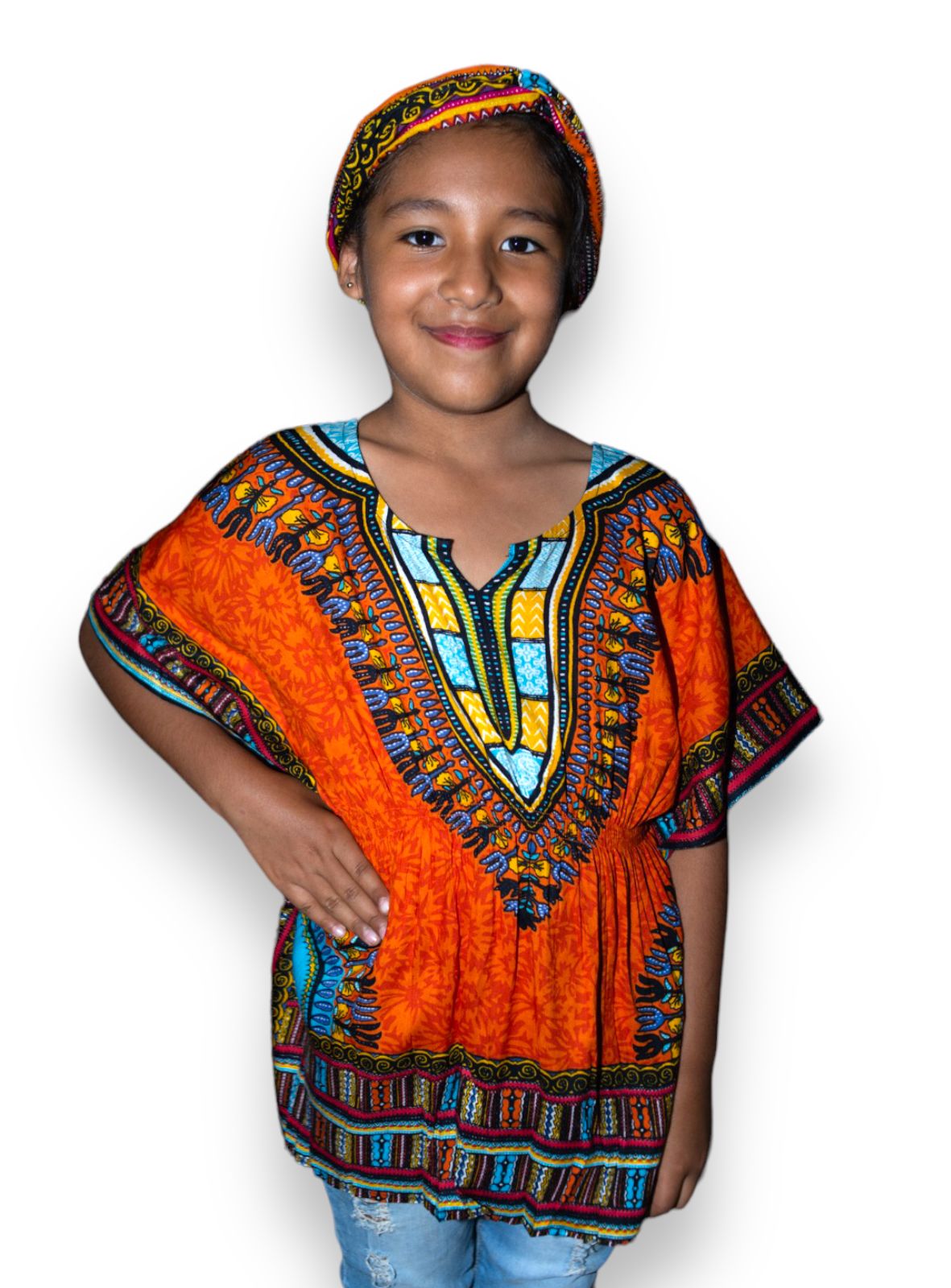 Manta de Niña con Estampado Afrocaribeño Naranja