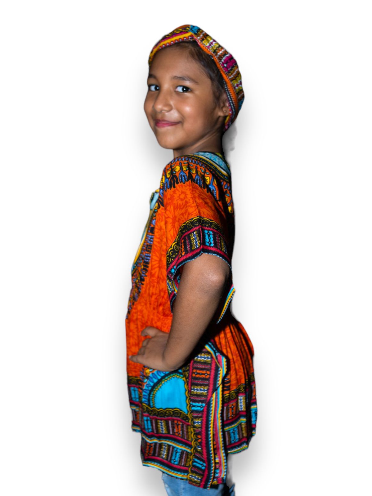 Manta de Niña con Estampado Afrocaribeño Naranja