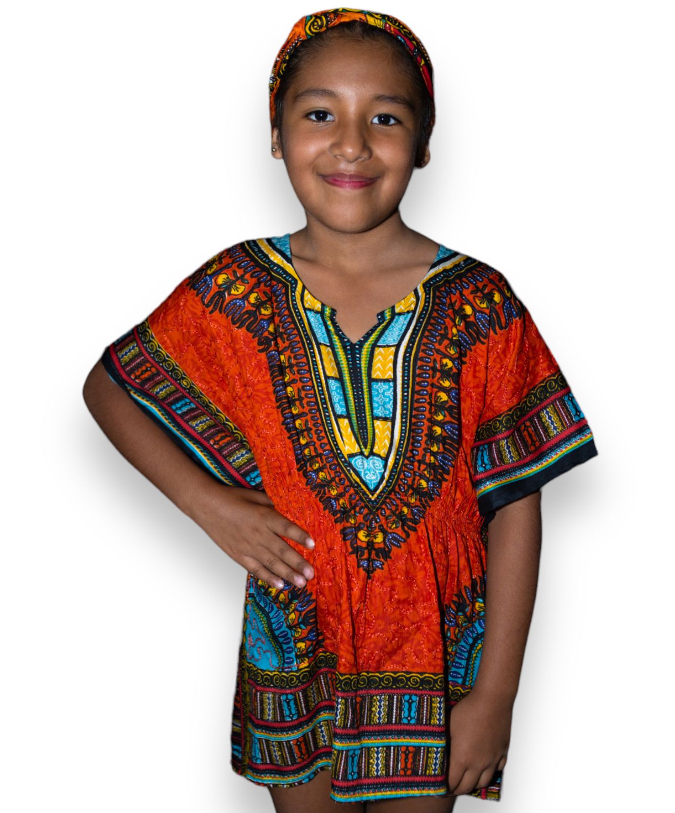 Manta de Niña con Estampado Afrocaribeño Naranja