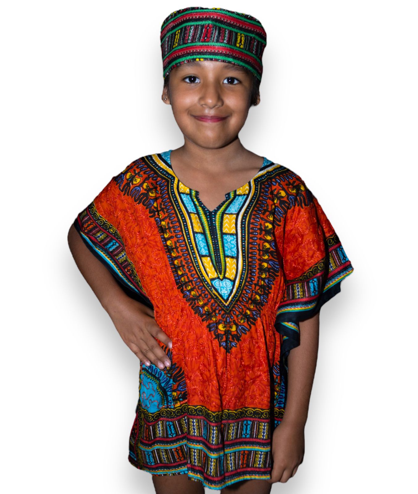 Manta de Niña con Estampado Afrocaribeño Naranja
