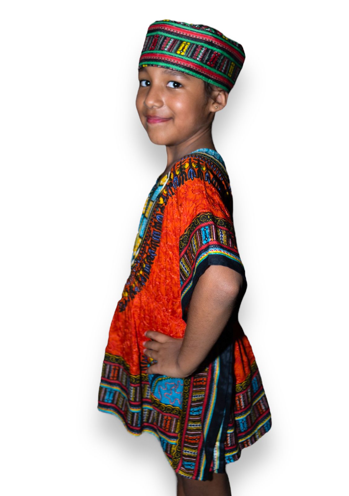 Manta de Niña con Estampado Afrocaribeño Naranja