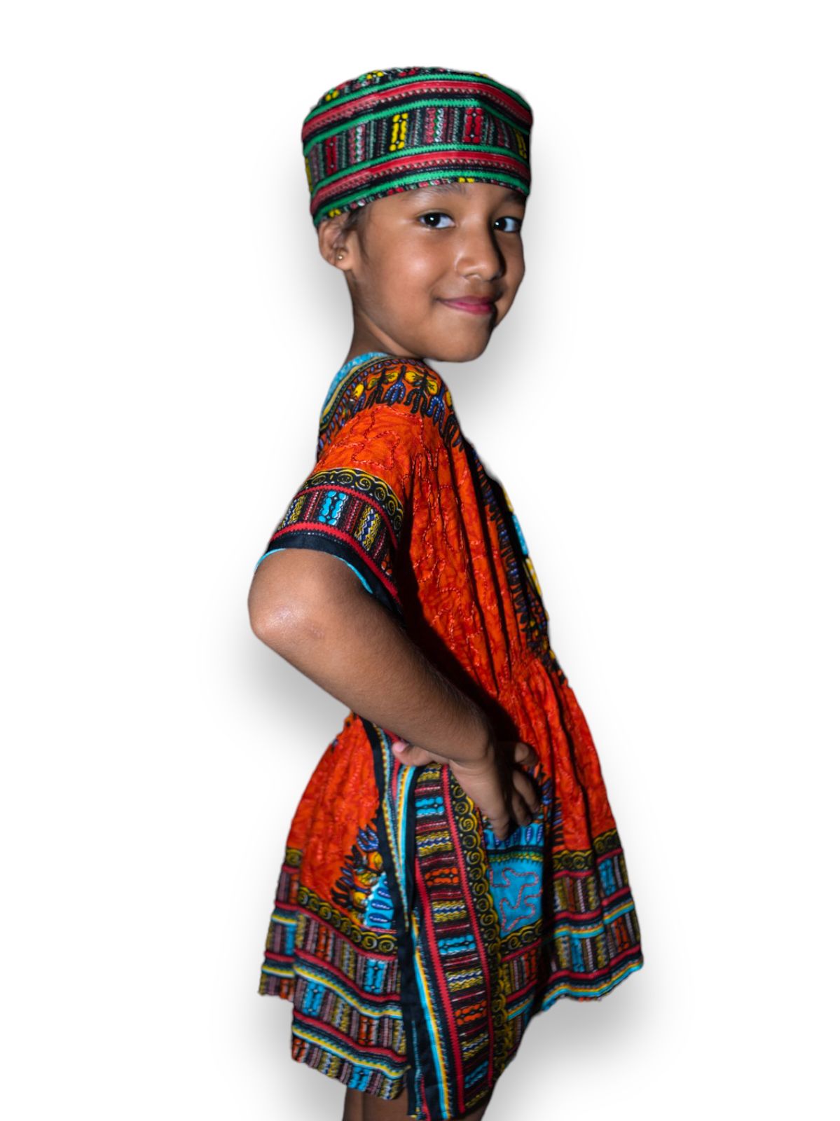 Manta de Niña con Estampado Afrocaribeño Naranja