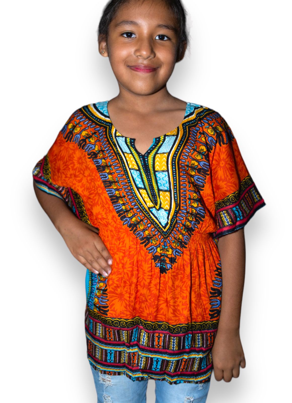 Manta de Niña con Estampado Afrocaribeño Naranja