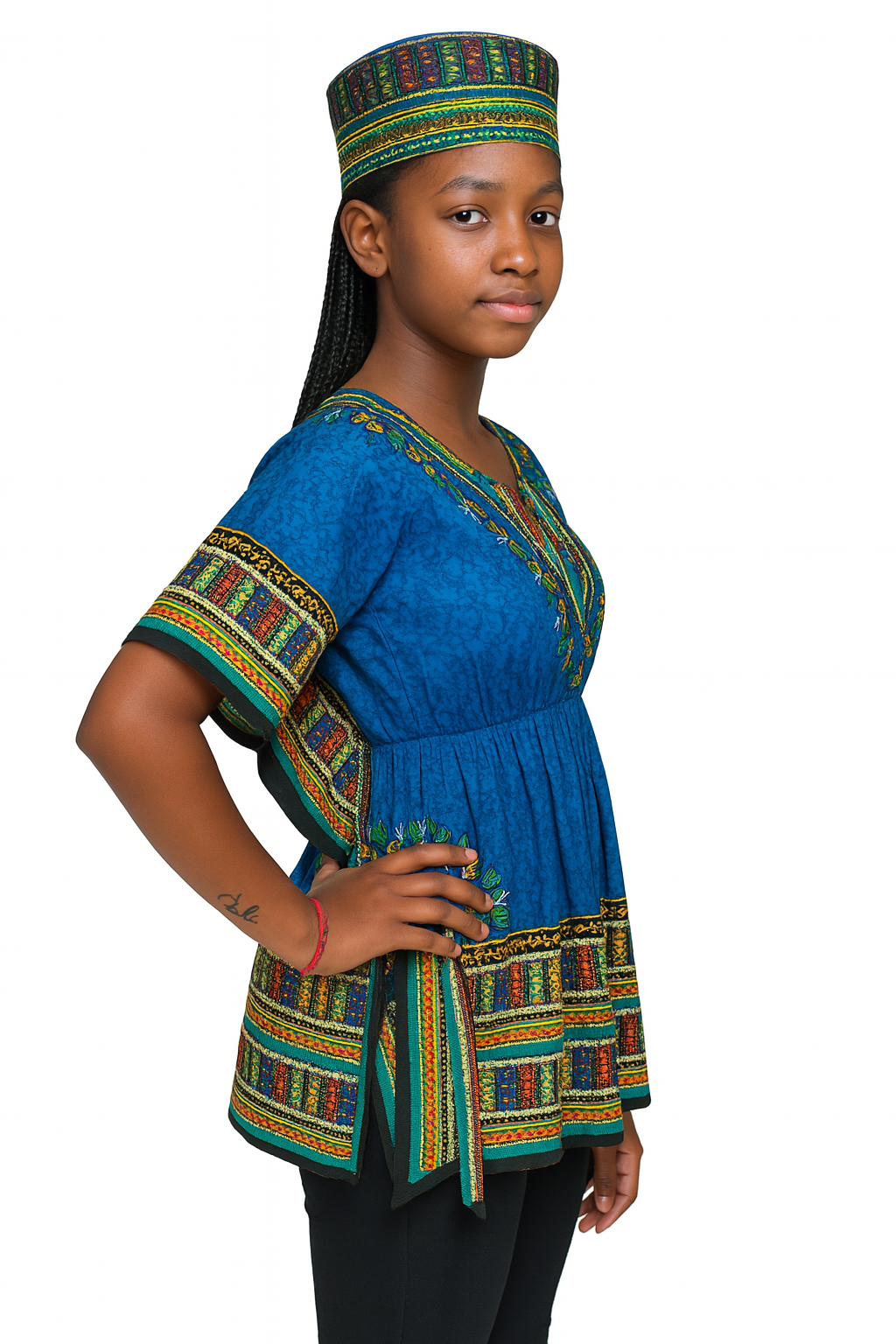 Top Juvenil con Estampado Afrocaribeño Azul