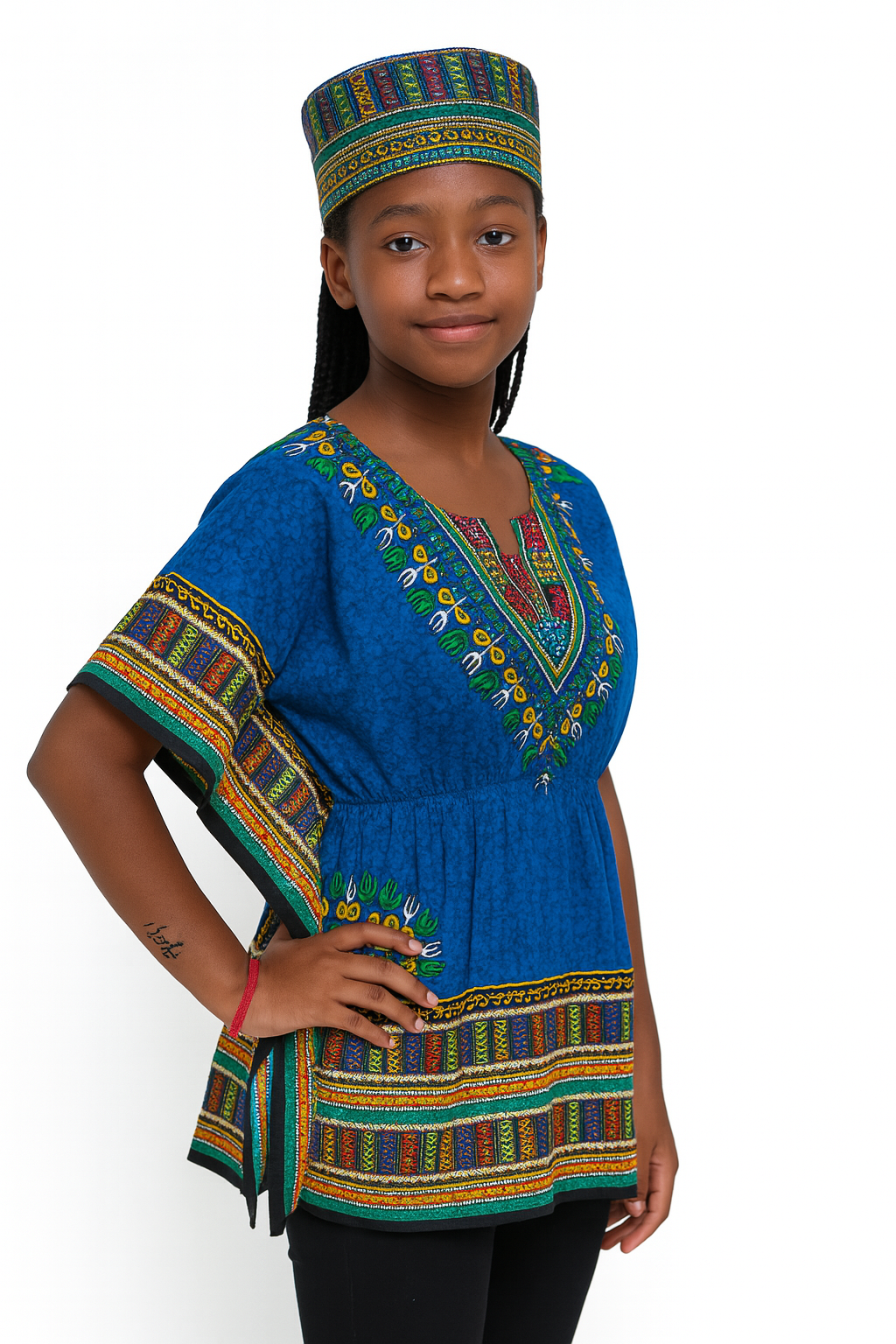 Top Juvenil con Estampado Afrocaribeño Azul
