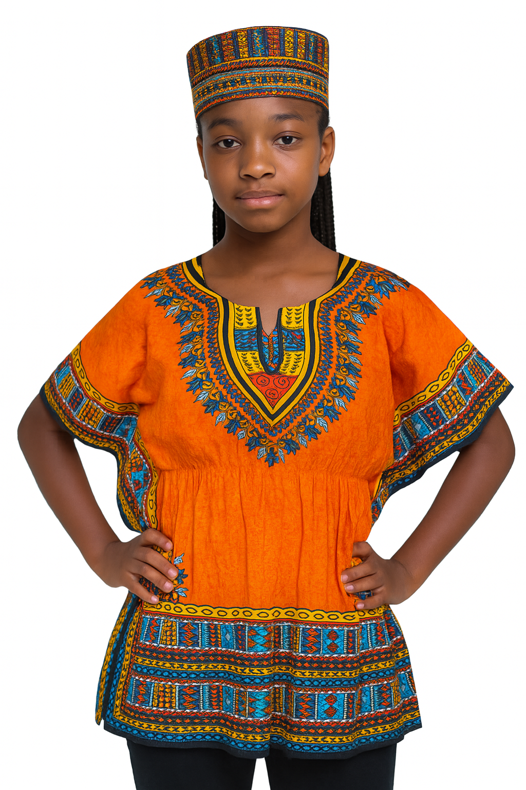 Top Juvenil con Estampado Afrocaribeño Naranja