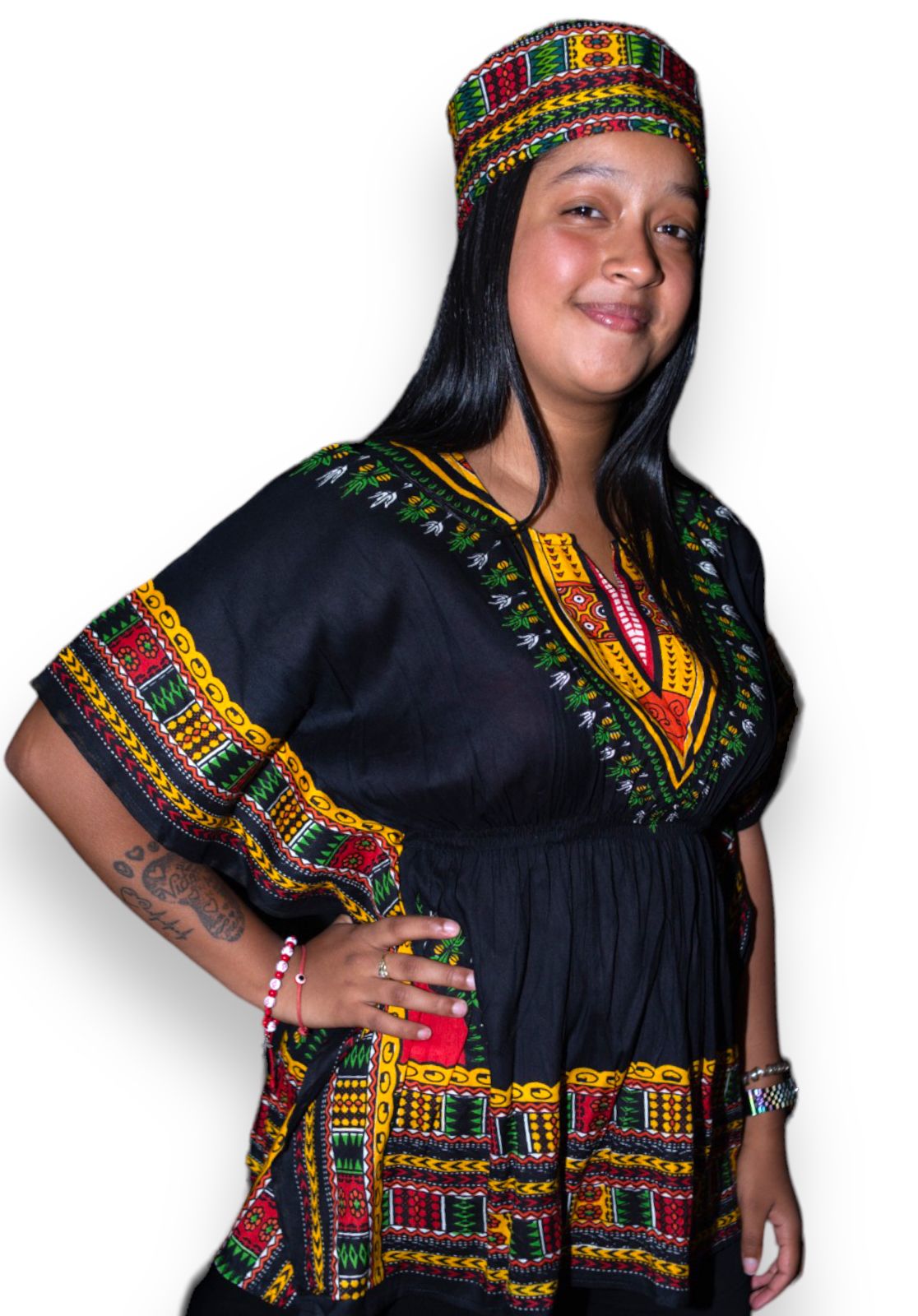 Manta Juvenil con Estampado Afrocaribeño Negro
