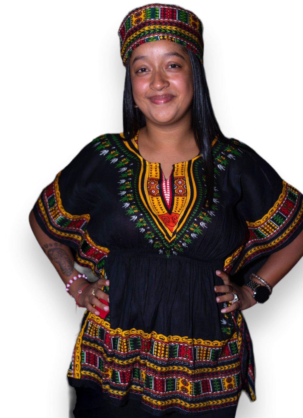 Manta Juvenil con Estampado Afrocaribeño Negro
