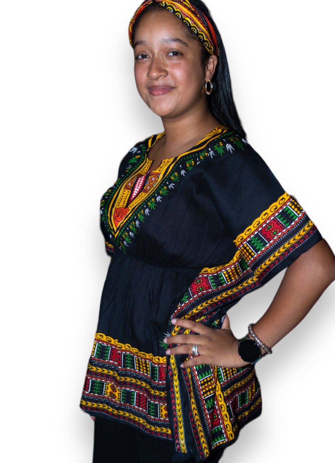 Manta Juvenil con Estampado Afrocaribeño Negro