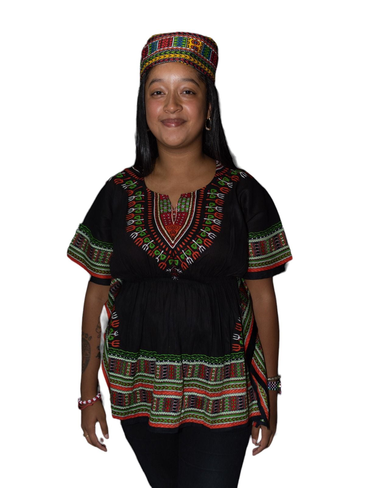 Manta Juvenil con Estampado Afrocaribeño Negro