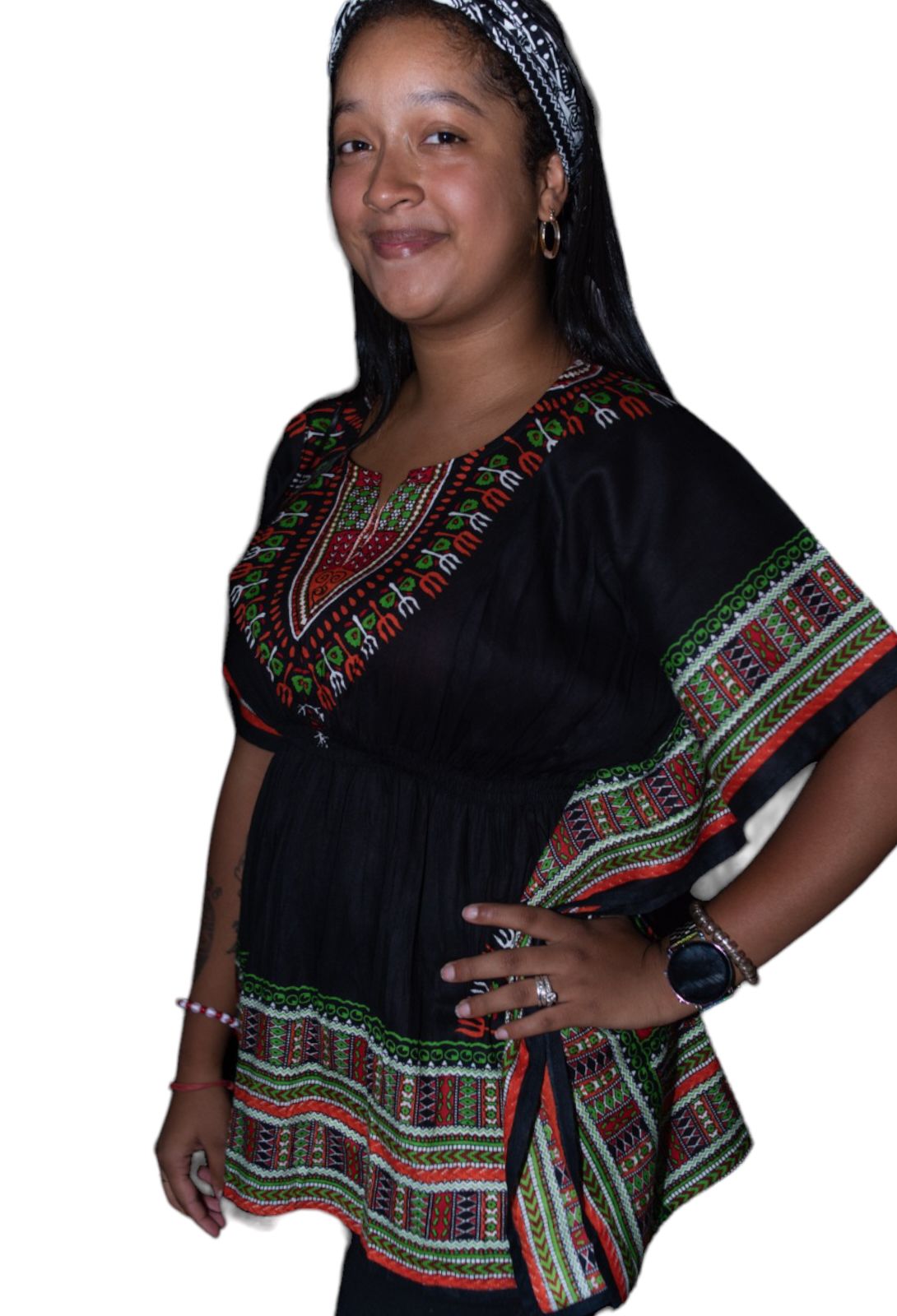 Manta Juvenil con Estampado Afrocaribeño Negro