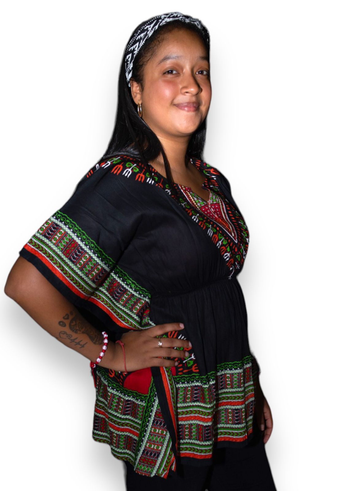 Manta Juvenil con Estampado Afrocaribeño Negro