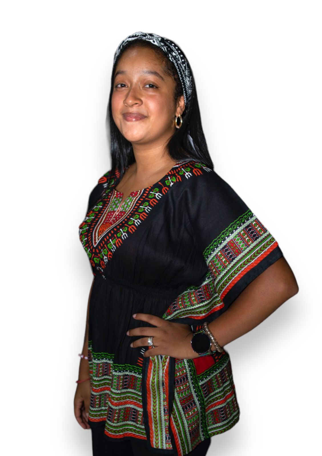 Manta Juvenil con Estampado Afrocaribeño Negro