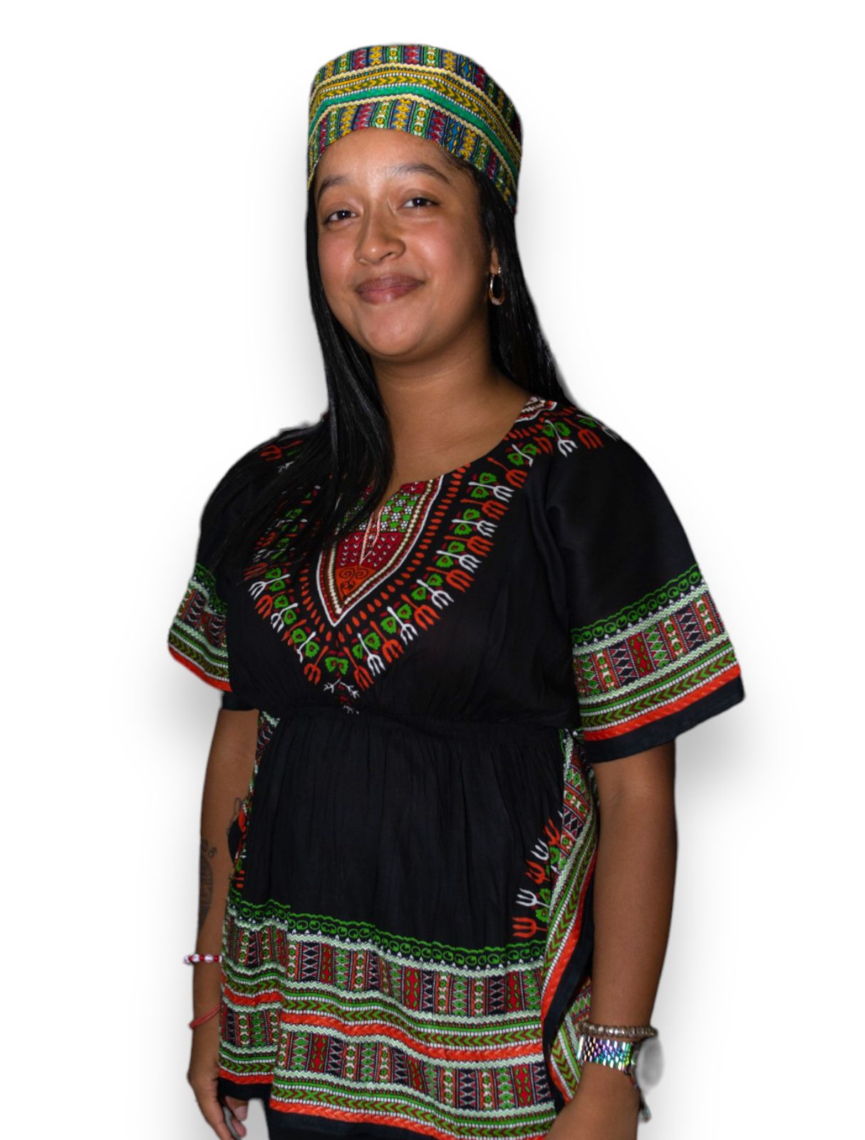 Manta Juvenil con Estampado Afrocaribeño Negro