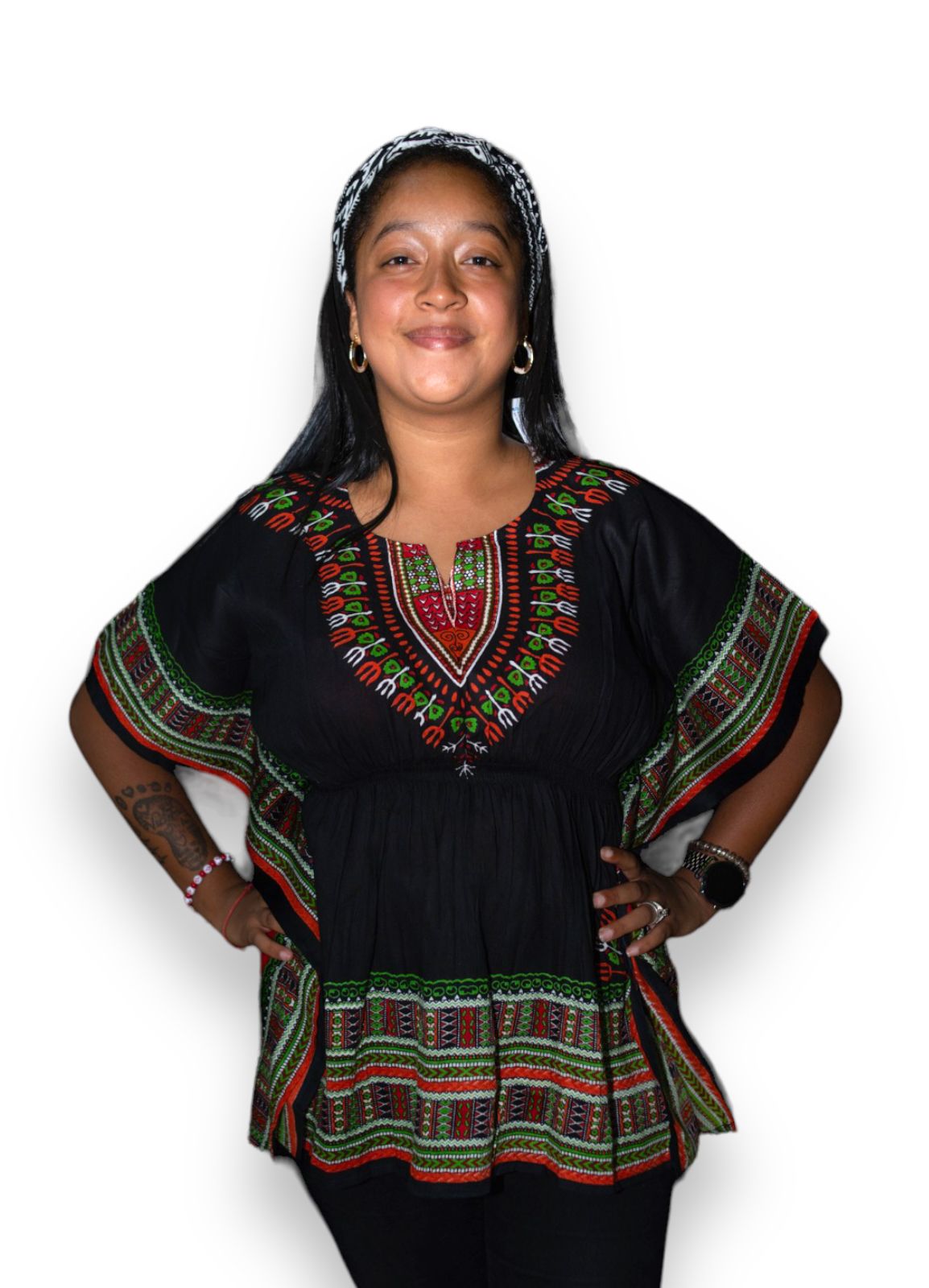 Manta Juvenil con Estampado Afrocaribeño Negro