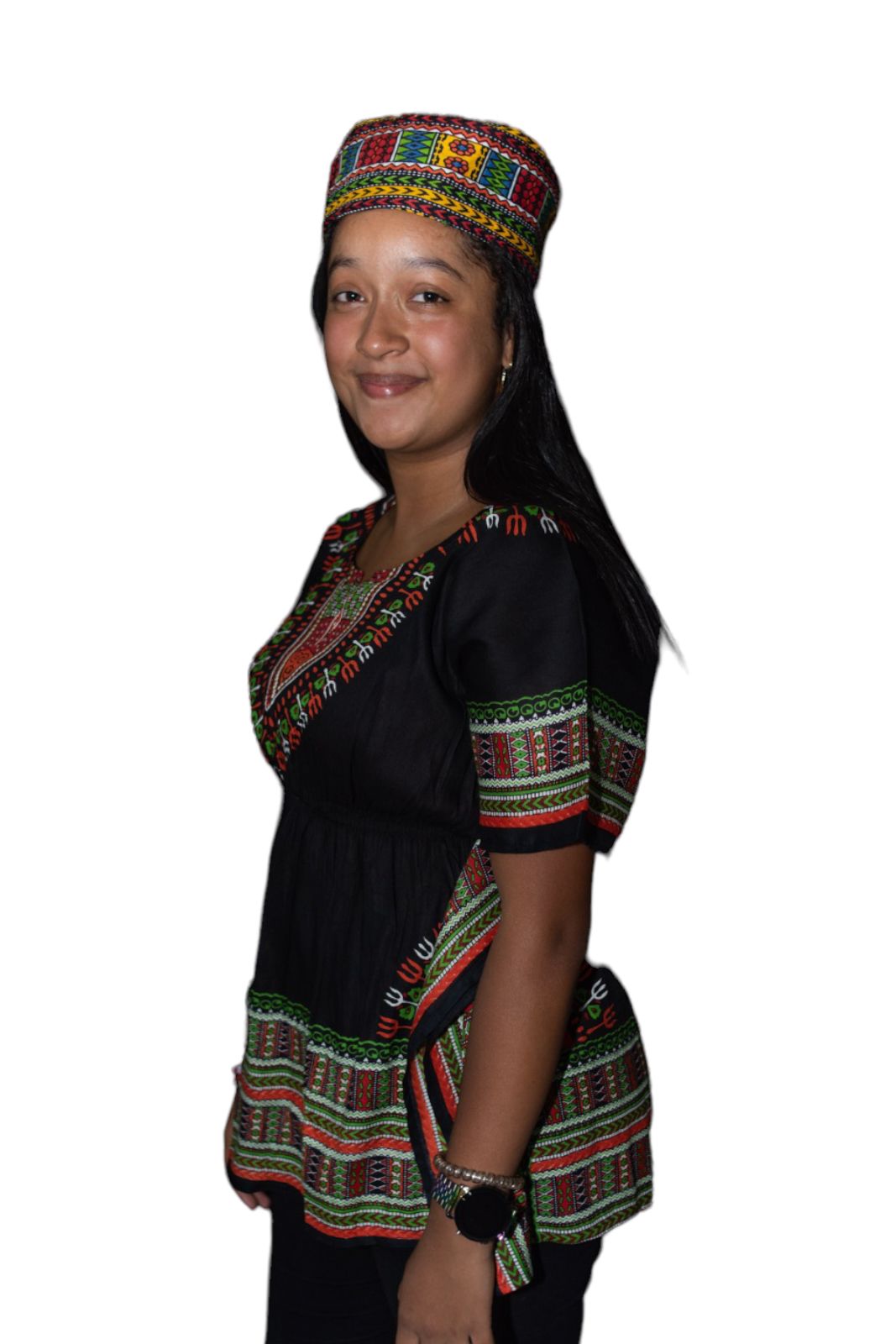 Manta Juvenil con Estampado Afrocaribeño Negro