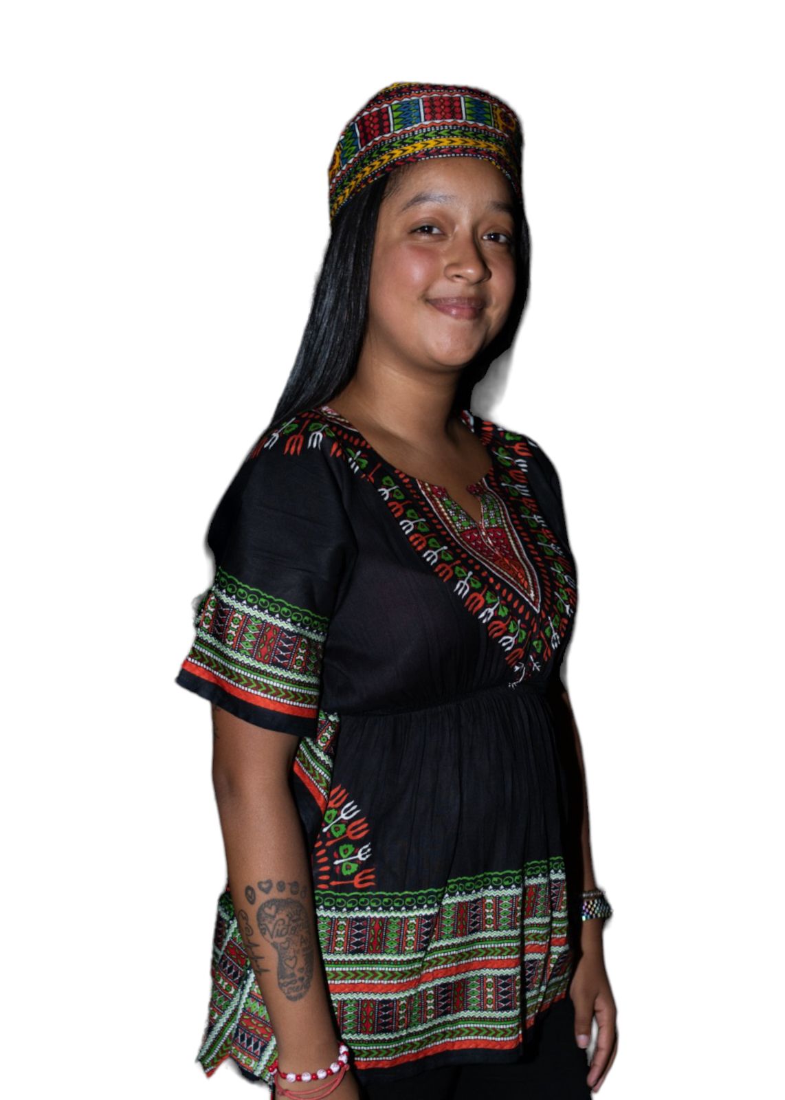 Manta Juvenil con Estampado Afrocaribeño Negro