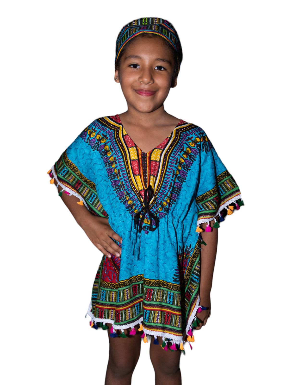 Manta de Niña con Estampado Afrocaribeño Azul