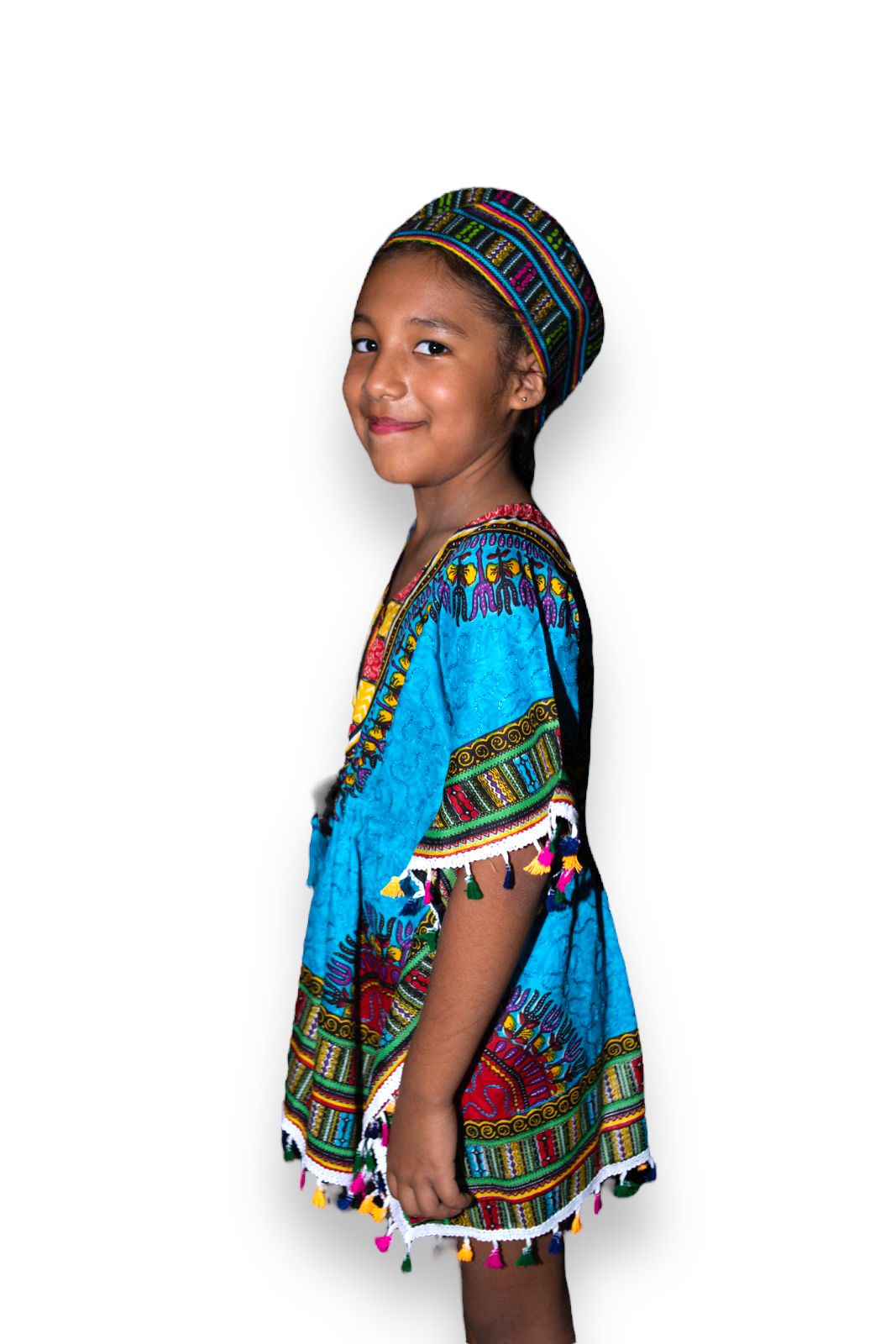 Manta de Niña con Estampado Afrocaribeño Azul