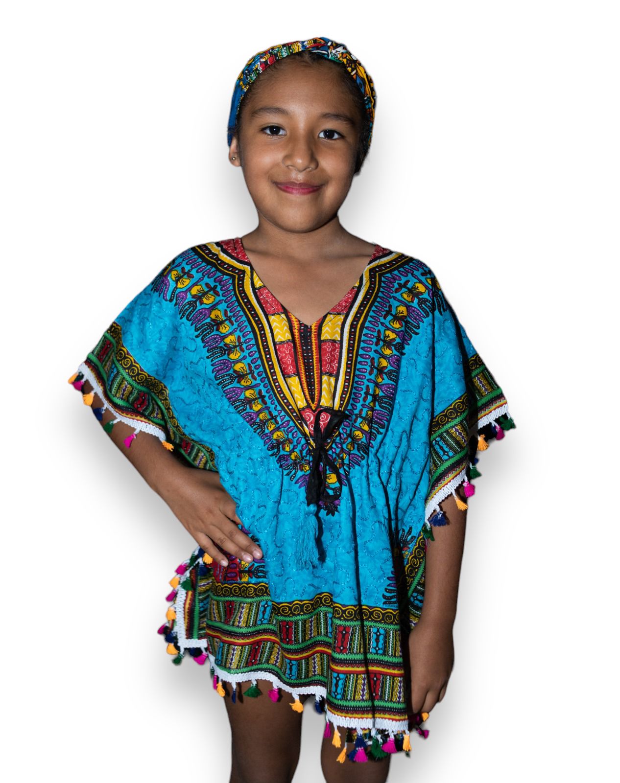 Manta de Niña con Estampado Afrocaribeño Azul