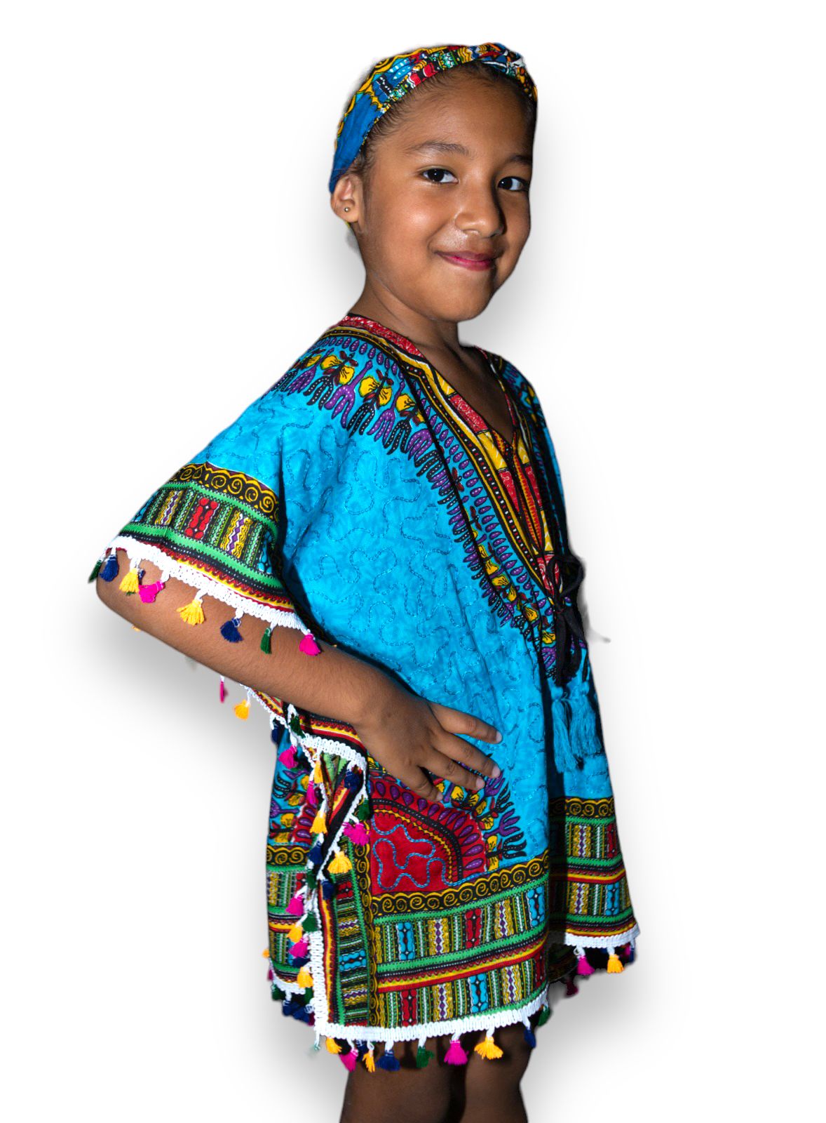 Manta de Niña con Estampado Afrocaribeño Azul