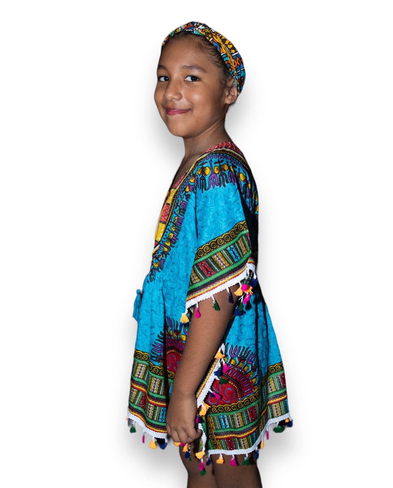 Manta de Niña con Estampado Afrocaribeño Azul