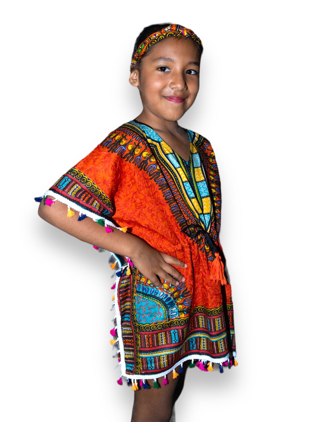 Manta de Niña con Estampado Afrocaribeño Naranja
