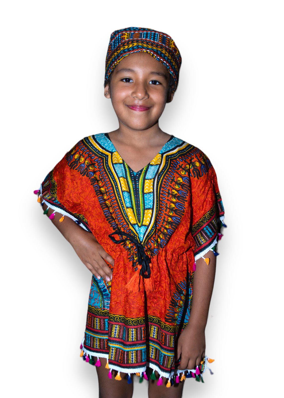 Manta de Niña con Estampado Afrocaribeño Naranja