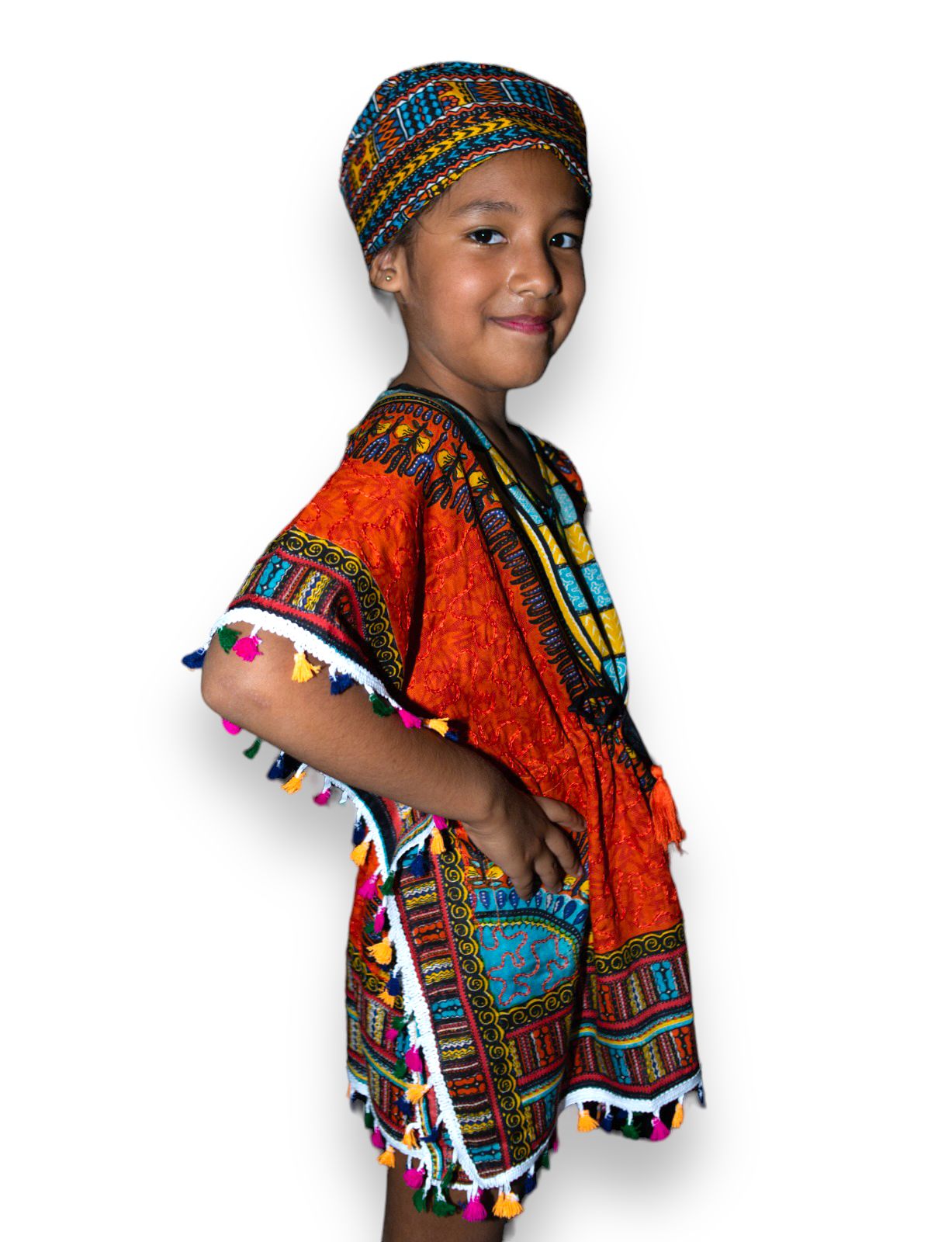 Manta de Niña con Estampado Afrocaribeño Naranja