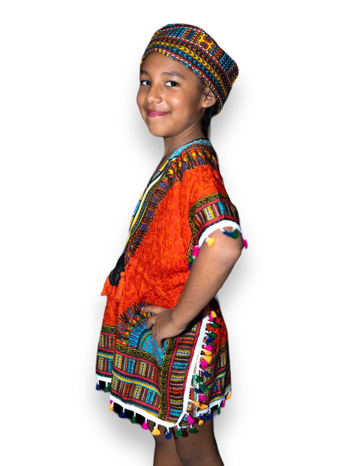 Manta de Niña con Estampado Afrocaribeño Naranja