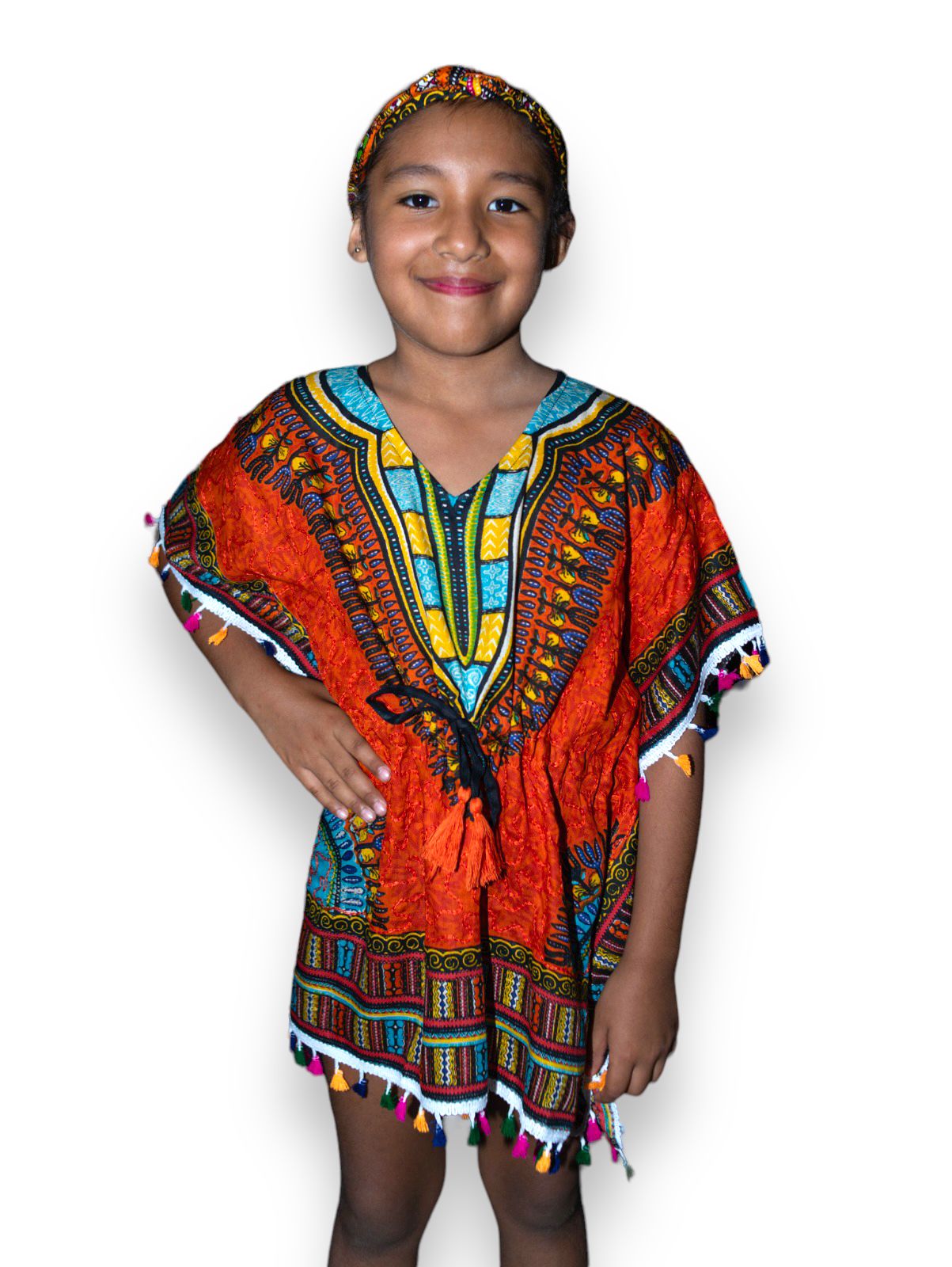 Manta de Niña con Estampado Afrocaribeño Naranja